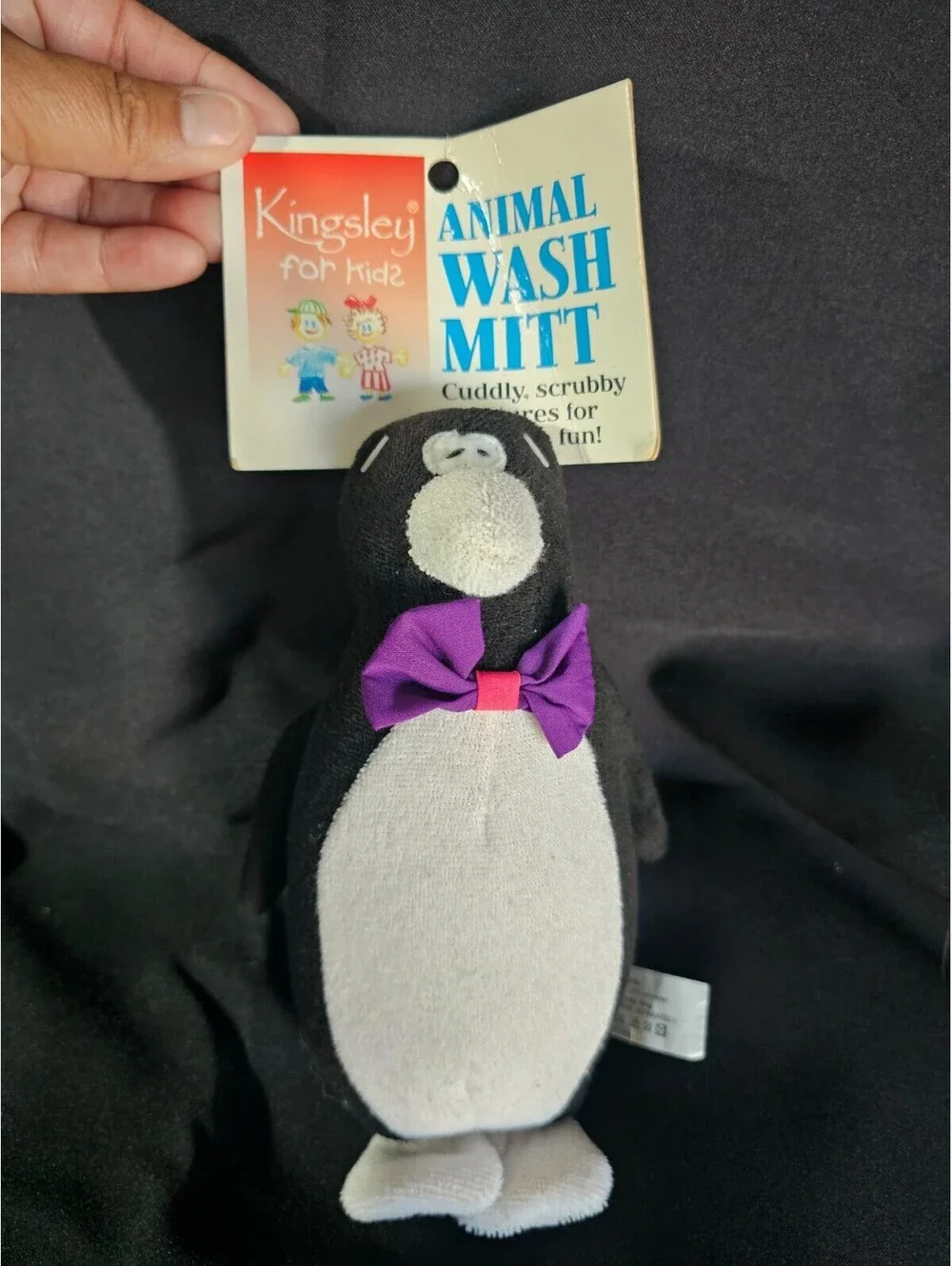 New Vintage Kingsley For Kids Penguin Wash Mitt Toy Scubby Bath Time Fun 8.5